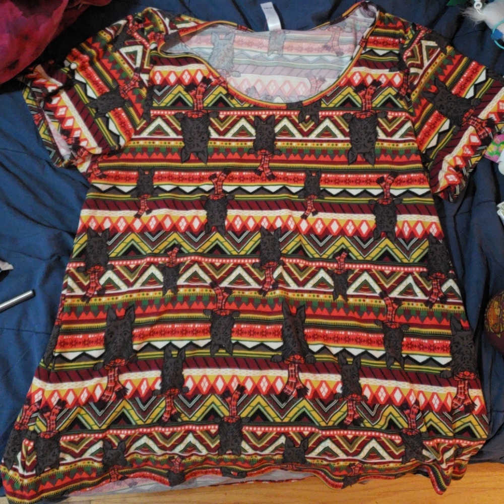 LulaRoe XL Classic T Christmas Scottie Dogs wScarf
